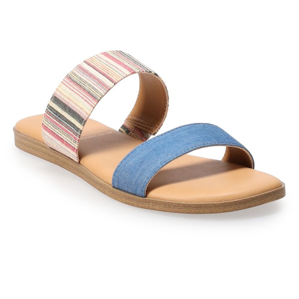 LC Lauren Conrad Sunstone Denim Blue Sandals Memory Foam Women’s Size 9